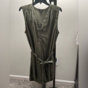 Express Olive Green Sleeveless Button-Down Dress